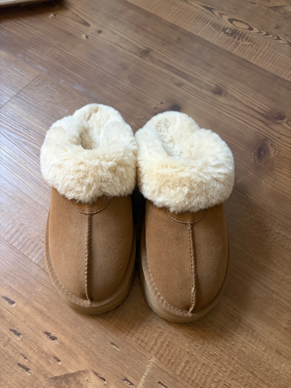 NEW NEVER WORN Cozy Shearling-Lined Slipper Clog in Chestnut